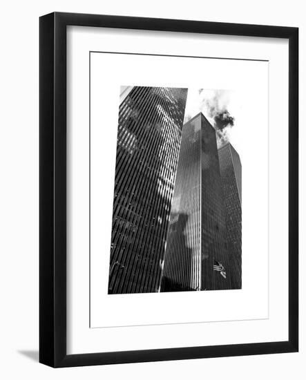 Symetric Perspective Skyscraper in Manhattan, NYC, White Frame, Full Size Photography-Philippe Hugonnard-Framed Art Print