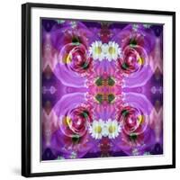 Symmetric Floral Montage of Rose Blossoms with Meadow Flowers-Alaya Gadeh-Framed Photographic Print