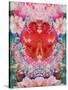 Symmetric Floral Montage with Red Blooming Rose Blossom, Cherry Blossoms and Spring Trees-Alaya Gadeh-Stretched Canvas