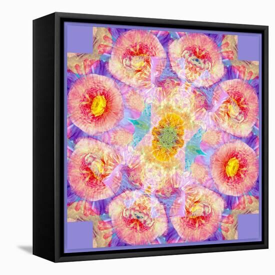 Symmetric Multicolor Layer Work of Blossoms-Alaya Gadeh-Framed Stretched Canvas