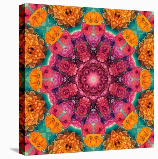 Symmetric Ornament from Flowers, Photographic Layer Work-Alaya Gadeh-Stretched Canvas