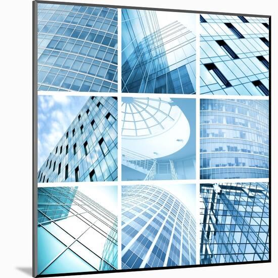 Symmetric Wall of Glass Building in Haze-Vladitto-Mounted Art Print