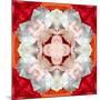 Symmetrical Photomontage of a White Orchid on Red Floral Ornament with Circle-Alaya Gadeh-Mounted Photographic Print