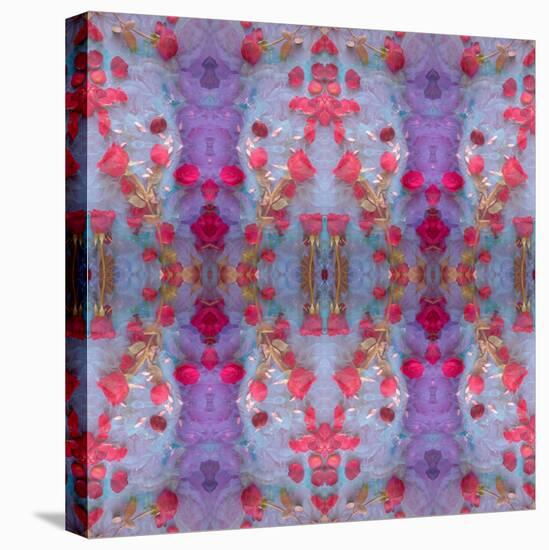 Symmetrical Photomontage of Red Roses and Floral Ornaments-Alaya Gadeh-Stretched Canvas