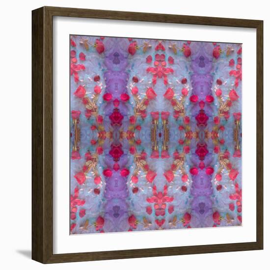 Symmetrical Photomontage of Red Roses and Floral Ornaments-Alaya Gadeh-Framed Photographic Print