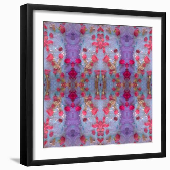 Symmetrical Photomontage of Red Roses and Floral Ornaments-Alaya Gadeh-Framed Photographic Print