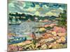 Symphony in Blue, Brooksville, Maine, 1907-10 (Oil on Panel)-Charles Prendergast-Mounted Giclee Print