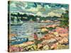 Symphony in Blue, Brooksville, Maine, 1907-10 (Oil on Panel)-Charles Prendergast-Stretched Canvas