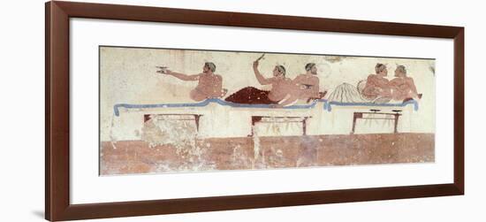 Symposium Scene, Ca 480-490 BC Decorative Fresco of North Wall of Tomb of Diver at Paestum-null-Framed Giclee Print