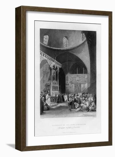 Synagogue of the Jews, Jerusalem, Israel, 1841-J Redaway-Framed Giclee Print