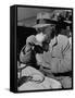 Syndicated Columnist Walter Winchell Clad in Overcoat and Gloves Drinking Coffee in Outdoor Patio-Alfred Eisenstaedt-Framed Stretched Canvas