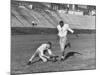 Syracuse Football Player Chuck Zimmerman Holding the Ball to Be Kicked by Teammate Jim Brown-Peter Stackpole-Mounted Premium Photographic Print