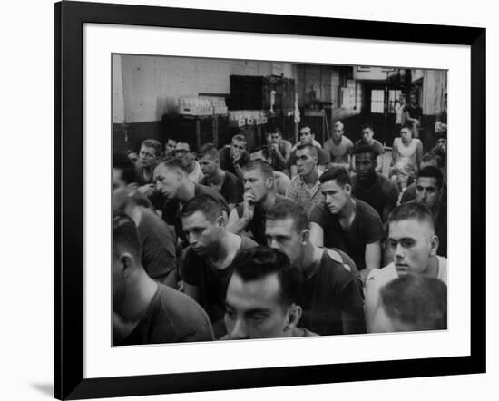 Syracuse Football Player Jim Brown Sitting with His Teammates-Peter Stackpole-Framed Premium Photographic Print