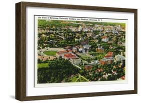 Syracuse, New York - Aerial View of Syracuse University and Stadium-Lantern Press-Framed Art Print
