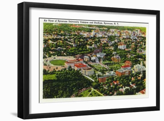 Syracuse, New York - Aerial View of Syracuse University and Stadium-Lantern Press-Framed Art Print