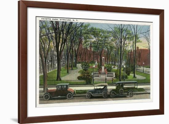 Syracuse, New York - Cars Parked around Fayette Park-Lantern Press-Framed Art Print