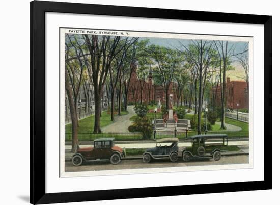 Syracuse, New York - Cars Parked around Fayette Park-Lantern Press-Framed Art Print