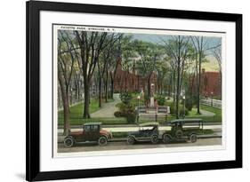 Syracuse, New York - Cars Parked around Fayette Park-Lantern Press-Framed Art Print