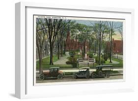 Syracuse, New York - Cars Parked around Fayette Park-Lantern Press-Framed Art Print