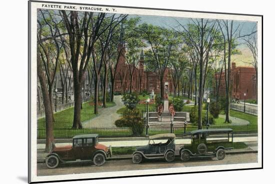 Syracuse, New York - Cars Parked around Fayette Park-Lantern Press-Mounted Art Print