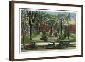 Syracuse, New York - Cars Parked around Fayette Park-Lantern Press-Framed Art Print