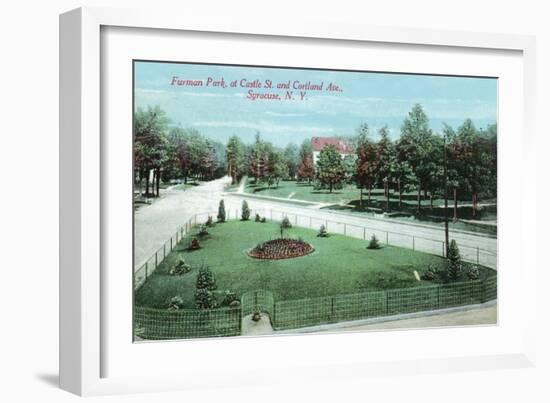 Syracuse, New York - Castle St and Cortland Ave View of Furman Park-Lantern Press-Framed Art Print