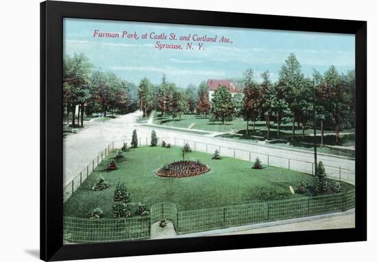 Syracuse, New York - Castle St and Cortland Ave View of Furman Park-Lantern Press-Framed Art Print