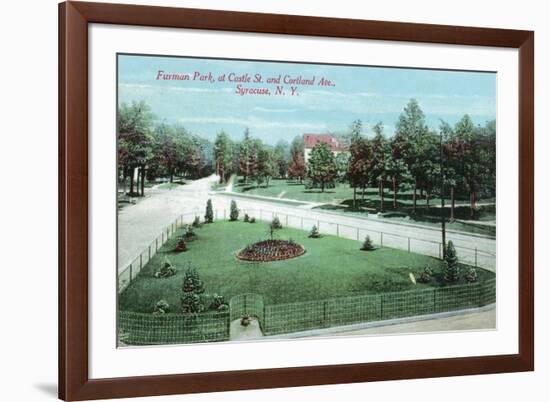 Syracuse, New York - Castle St and Cortland Ave View of Furman Park-Lantern Press-Framed Premium Giclee Print