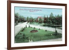 Syracuse, New York - Castle St and Cortland Ave View of Furman Park-Lantern Press-Framed Premium Giclee Print