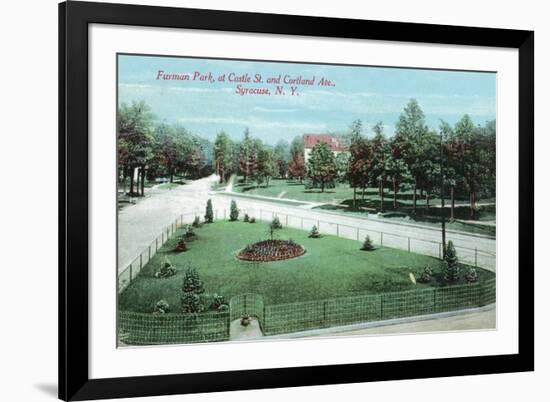 Syracuse, New York - Castle St and Cortland Ave View of Furman Park-Lantern Press-Framed Premium Giclee Print