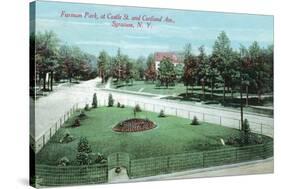 Syracuse, New York - Castle St and Cortland Ave View of Furman Park-Lantern Press-Stretched Canvas