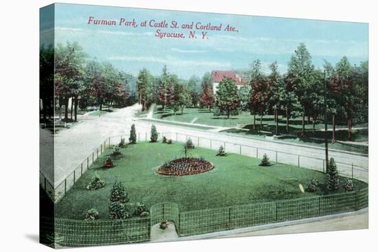 Syracuse, New York - Castle St and Cortland Ave View of Furman Park-Lantern Press-Stretched Canvas