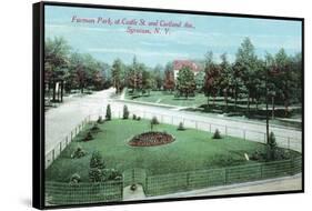 Syracuse, New York - Castle St and Cortland Ave View of Furman Park-Lantern Press-Framed Stretched Canvas