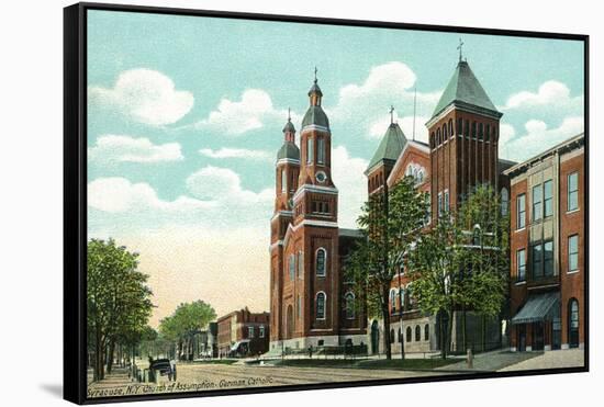 Syracuse, New York - Church of the Assumption Exterior View-Lantern Press-Framed Stretched Canvas