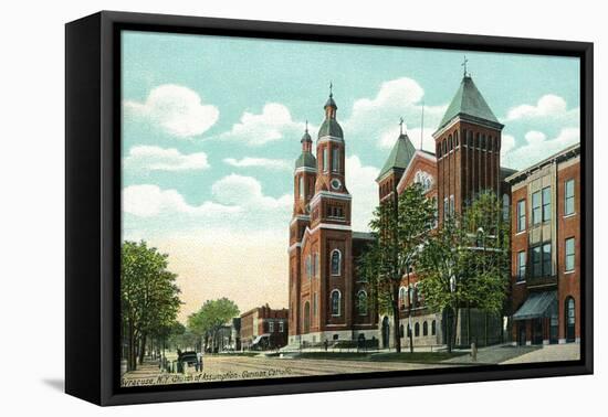 Syracuse, New York - Church of the Assumption Exterior View-Lantern Press-Framed Stretched Canvas