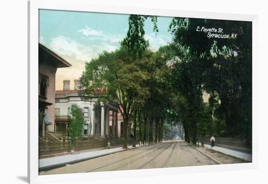 Syracuse, New York - Eastern View Up Fayette Street-Lantern Press-Framed Art Print