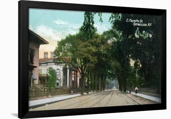 Syracuse, New York - Eastern View Up Fayette Street-Lantern Press-Framed Art Print