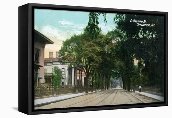 Syracuse, New York - Eastern View Up Fayette Street-Lantern Press-Framed Stretched Canvas