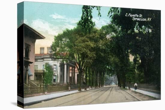 Syracuse, New York - Eastern View Up Fayette Street-Lantern Press-Stretched Canvas