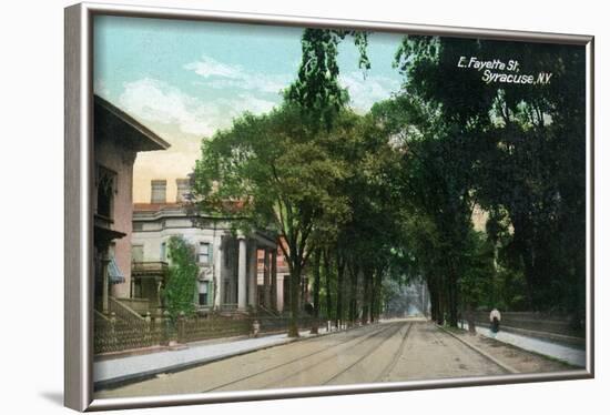 Syracuse, New York - Eastern View Up Fayette Street-Lantern Press-Framed Art Print