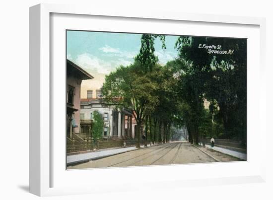 Syracuse, New York - Eastern View Up Fayette Street-Lantern Press-Framed Art Print