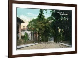 Syracuse, New York - Eastern View Up Fayette Street-Lantern Press-Framed Premium Giclee Print