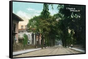 Syracuse, New York - Eastern View Up Fayette Street-Lantern Press-Framed Stretched Canvas