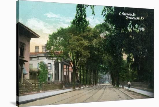 Syracuse, New York - Eastern View Up Fayette Street-Lantern Press-Stretched Canvas