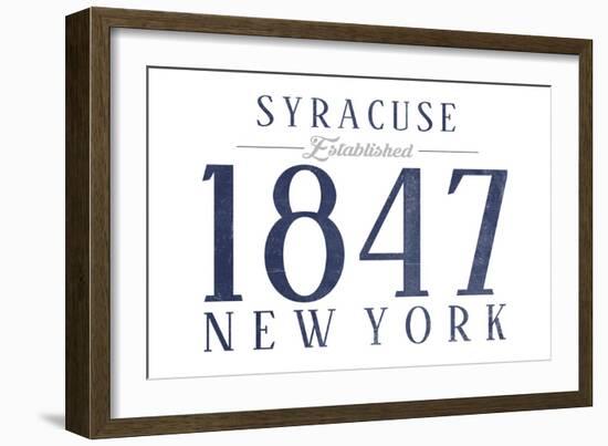 Syracuse, New York - Established Date (Blue)-Lantern Press-Framed Art Print