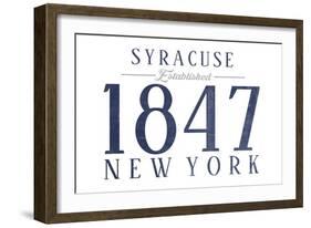 Syracuse, New York - Established Date (Blue)-Lantern Press-Framed Art Print