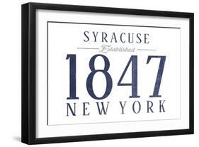 Syracuse, New York - Established Date (Blue)-Lantern Press-Framed Art Print