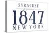 Syracuse, New York - Established Date (Blue)-Lantern Press-Stretched Canvas