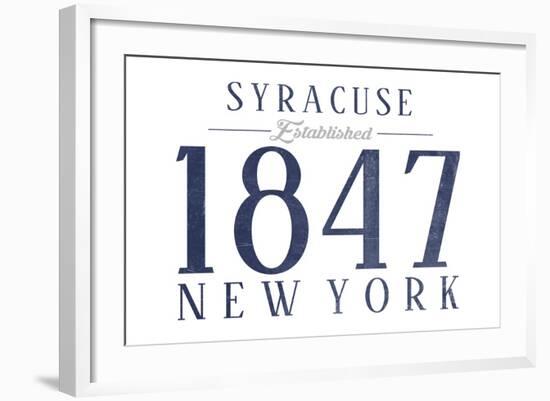 Syracuse, New York - Established Date (Blue)-Lantern Press-Framed Art Print