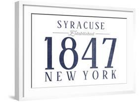 Syracuse, New York - Established Date (Blue)-Lantern Press-Framed Art Print